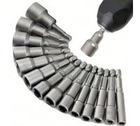 9/14 pièces Ensemble de forets à écrous électriques, adaptateur de douille hexagonale 1/4", kit d'outils de réparation pour mandrins à changement rapide, tournevis électrique, perceuse à main, perceus
