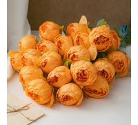 9/5/1 pièce, 51cm/20.1in Fleur de pivoine artificielle, tige de fleur en plastique, fleur de pivoine artificielle orange vintage, arrangement floral en soie, convient pour la décoration de chambre, le