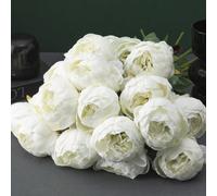 9/5/1 pièce Fleurs de pivoine artificielles de 20,1 pièce pouces, tiges de fleurs en plastique, fleurs de pivoine artificielles blanches vintage, bouquet de fleurs en soie fausses, convient pour la ma