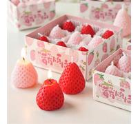 9/6/4/1 set de boîte cadeau de bougies parfumées à la fraise - Bougies artisanales avec boîte cadeau à l'élégante fragrance, parfait pour la Saint-Valentin, meilleur cadeau pour les amateurs de fraise