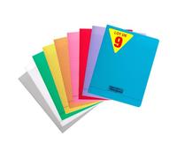 Calligraphe 18060AMZC Lot de 9 Cahiers Agrafés (une Marque de Clairefontaine) - 24x32 cm - 48 Pages Grands Carreaux - Papier Blanc 90 g - Couverture Polypro couleurs assorties