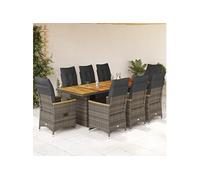 9-delige Bistroset met kussens poly rattan grijs3277269