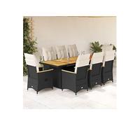 9-delige Bistroset met kussens poly rattan zwart3277267