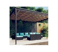 vidaXL Ensemble de salon de jardin 9 pièces avec coussins noir poly rotin