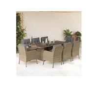 9-delige Tuinset met kussens poly rattan beige3211889