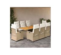 9-delige Tuinset met kussens poly rattan beige3212714