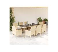 9-delige Tuinset met kussens poly rattan en glas beige3278566