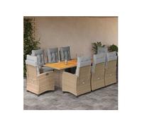 9-delige Tuinset met kussens poly rattan gemengd beige3212943