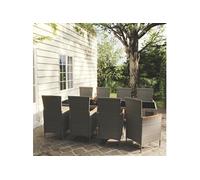 9-delige Tuinset met kussens poly rattan grijs3094939