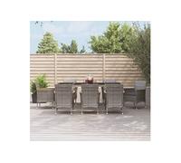 9-delige Tuinset met kussens poly rattan grijs3187385