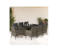 9-delige Tuinset met kussens poly rattan grijs3211885