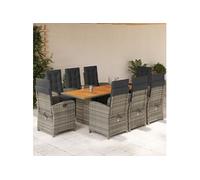9-delige Tuinset met kussens poly rattan grijs3212279