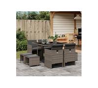 vidaXL Salon de jardin 9 pièces avec coussins Gris Poly Rattan