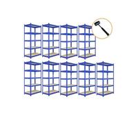 9 Etagères Acier 90 x 4 x 180cm Bleu Résistant 100% Sans Boulons 280 KG/Planche