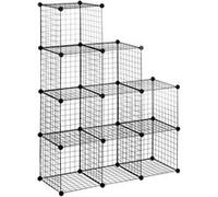 HOMCOM Étagère modulable Meuble de Rangement Cube avec 9 Compartiments, étagère Cube DIY en Treillis métallique pour Salon, Chambre à Coucher, Noir