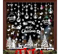 9 feuilles d'autocollants de fenêtre de Noël auto-adhésifs, décoration de fenêtre de Noël blanche réutilisable, décoration de fenêtre de flocons de neige en PVC, autocollant de fenêtre fenêtre (B)