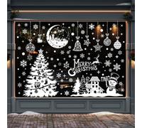 9 feuilles d'autocollants de fenêtre de Noël auto-adhésifs, décoration de fenêtre de Noël blanche réutilisable, décoration de fenêtre de flocons de neige en PVC, autocollant de fenêtre fenêtre (A)