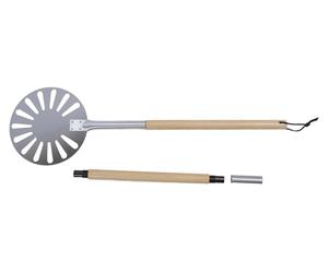 9 Inch Pizza Turning Peel Lightweight Stainless Steel Perforated Pizza Peel Metal Pizza Turner Peel with 2 Wooden Long Handle