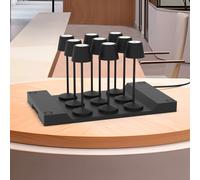 Lumisky Lot de 9 lampes de table sans fil LED blanc chaud dimmable EMILY BLACK H25cm avec plateau de chargement