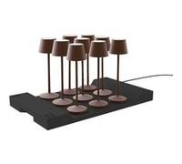 Lumisky Lot de 9 lampes de table sans fil LED blanc chaud dimmable EMILY VINTAGE H25cm avec plateau de chargement