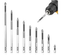 9 Pcs Embout Visseuse Aimantém, embout visseuse long k5, embouts cruciformes antidérapants k5 pour perceuses et visseuses électriques (25/50/65/70/75/90/100/120/150 mm)