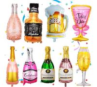 9 Pièces Ballons Champagne, Bière, Whisky Aluminium, Géant Fête, XXL Anniversaire Bouteille de Bière, pour Mariages et Fêtes