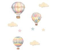 9 Pièces Décor Mural Montgolfière Nuage Étoile Style Bohème | Ornement Suspendu Facile à Installer, Ambiance Féerique pour Chambre Garçon Fille, Salle de te ou Présent Naissance