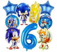 9 Pièces Decoration Anniversaire Sonc 6 Ans Garçon, Sonc Ballons Set | Décoration de Fête, Ballon en Aluminium de Anniversaire pour Enfants