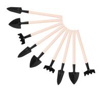 9 Pièces Mini Kit D’Outils de Jardin en Métal et Bois | Format Compact et Portable, Poignée Confortable, Usage Balcon et Camping, Couleur Kaki