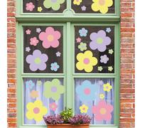 9 pièces/set Film décoratif à motif floral, autocollant électrostatique de fenêtre à fleurs colorées pour la décoration de la maison, autocollants, stickers muraux, décalcomanies vinyle pour la décora