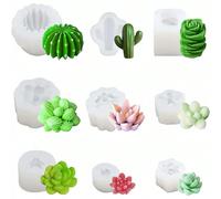 9 pièces/set Moules à bougies en silicone - Design moderne de cactus, kit de fabrication de bougies DIY réutilisable pour la maison, l'artisanat, les cadeaux | Moule à bougie/savon antiadhésif, flexib