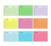 9 Pièces To Do List Notes, Notes Auto-Collantes Lignées Blocs-Note Autocollants Colorés Listes de Tâches Marque Page Adhesif Cartes D'index pour Maison/Bureau/École