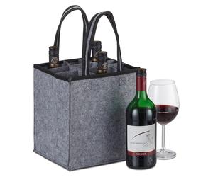 9 sacs à bouteilles, pouvant contenir chacun 9 bouteilles, supports pour bouteilles de vin et de bière, bac de collecte des bouteilles vides, dimensions : 45 x 24 x 24 cm, gris
