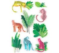 9 stickers 3D panthères et jungle 5 cm Multicolore G
