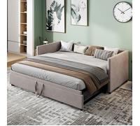 90/180 x 200 cm Canapé lit 2 Places, Canapé lit Convertible avec sommier à lattes, extensible, pliant, velours, gris (sans matelas)