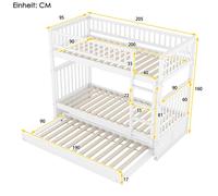 90 * 200cm lits superposés lit d'enfant trois lits superposés avec lit gigogne haute barre de barre escalier stable