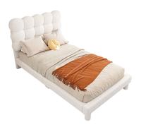 90 * 200cm plat, lit rembourré, intérieur de tête de lit confortable, tête de lit réglable triple, look rose, éléga