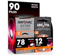 90 Piles Taille 13 pour Les Aides auditives PR48 (Orange - Zinc Air) avec la Technologie Phono Pulse pour amplificateur auditif - 90 Piles: 12 Udivita + 78 Rayovac