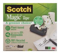 3M Scotch C38 Dérouleur de table noir + 14 rouleaux de ruban adhésif Scotch Magic A Greener Choice 19 mm x 33 m x4 morceau