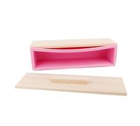 900ml Rectangulaire Silicone avec Coque en Bois | Doublure en silicone rose avec cadre en bois, comprend un couvercle pour la fabrication de savon, de gâteaux, de glace et