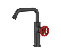 9021326 Indus mitigeur lavabo bas noir et manette rouge