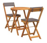 （90251） Ensemble Bistro Pliable 3 pièces avec 2 Chaises - avec Coussins en Bois Massif Acacia - pour Terrasse,Salon