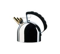 9091 Fm Bouilloire en Acier Inoxydable 18/10 Brillant avec Sifflet Melodique en laiton et Poignée en Pa, Noir, Fond Thermodiffuseur en Acier
