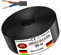 90m de câble flexible en plastique H05VV-F 2x1,5 noir Câble flexible pour appareils
