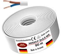 90m de câble flexible en plastique H05VV-F 2x2,5 blanc Câble flexible pour appareils