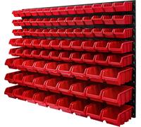 91 bacs gerbables rouges Étagère murale à outils Paroi à outils 1158 x 780 mm plastique Porte-outils Panneau mural Garage