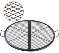 Φ 910 x 25 mm X-Marks Grille de foyer, Grille ronde pliable, Grille de feu de camp BBQ robuste en acier avec poignée & fil X de soutien, Ustensile de cuisine de camping portable, Noir