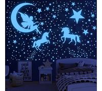915 Licorne Etoiles Phosphorescentes Plafond Lune et Etoiles Lumineuses Autocollants Stickers Muraux Enfants Etoile Fluorescente pour Bébé Fille d'Enfants Chambres Plafond Décoration Muraux Salon