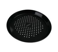 9206 FM Professional Plaque à pizza perforée ronde, plat à pizza perforé, plat à four, plaque pizza four, plat à pizza barbecue, Acier émaillé, Noir, 32 x 3 cm