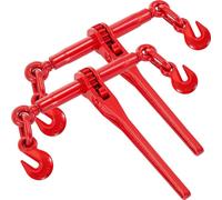 9215LBS 3/8" – 1/2" Sangles à cliquet 9 215 LBS Charge de travail sécurisée, crochets G70 et longueur réglable, pour chaînes de grade 70-80, arrimage, transport, remorquage, lot de 2, rouge